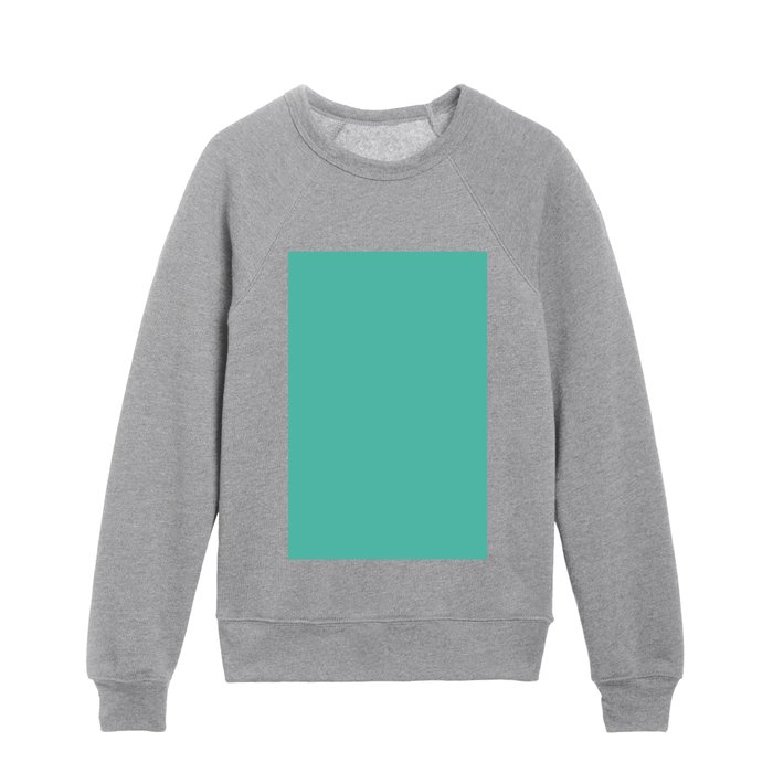 Medium Turquoise Solid Color Pantone Florida Keys 15-5416 TCX Shades of Blue-green Hues Kids Crewneck