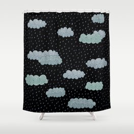 Storm Clouds Blue and Black Shower Curtain