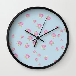 Pink Watercolour Kalanchoe Flower Pattern Wall Clock