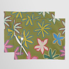 Tropical Retro Groove Psychedelic Flowers Placemat