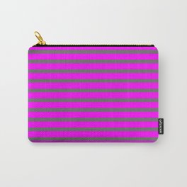 [ Thumbnail: Dim Grey and Fuchsia Colored Striped/Lined Pattern Carry-All Pouch ]