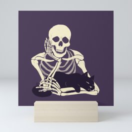 Cat and Skeleton Mini Art Print