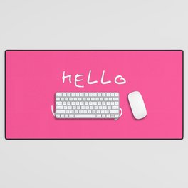 hello world pink Desk Mat