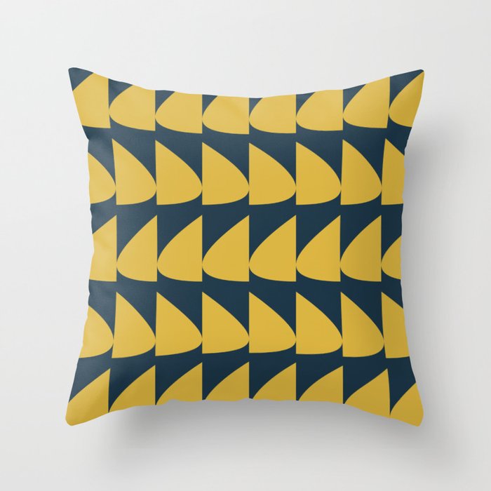 Sails Minimalist Geometric Pattern in Light Mustard and Navy Blue