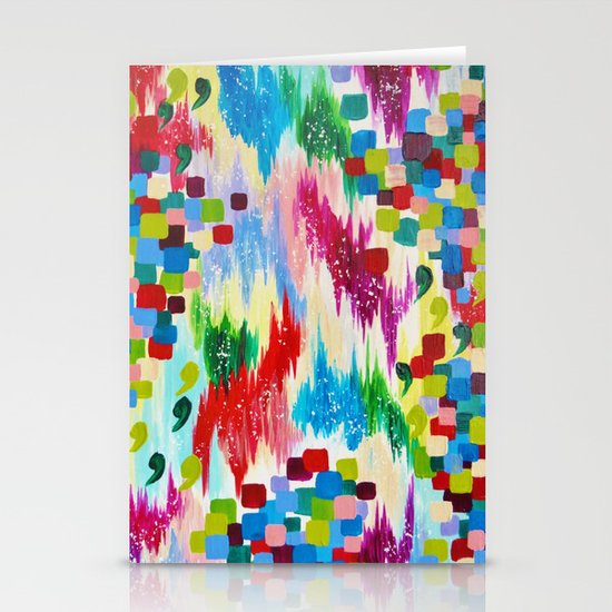 'TIS THE SEASON - Cheerful Christmas Seasonal Holidays Abstract Acrylic Painting Chevron Snow Stationery Cards