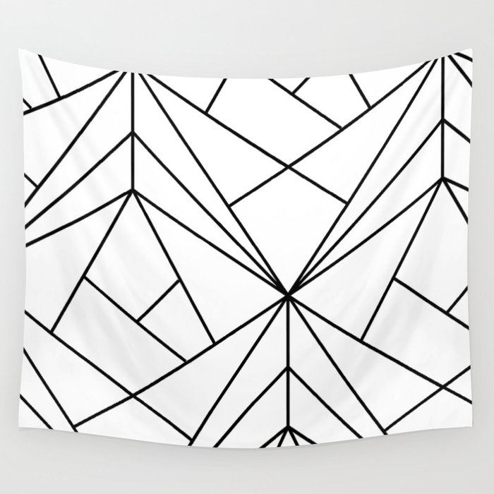 Modern Geometrical Black White Abstract Stripes Wall Tapestry By