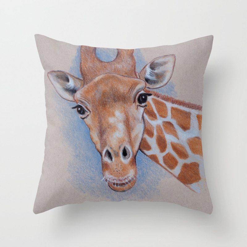 Giraffe Color Pencil Drawing Or A Giraffe Looking At You Throw Pillow By Joyart Society6 Tangerines, colored pencil drawing 4 x 5 by robert a. society6