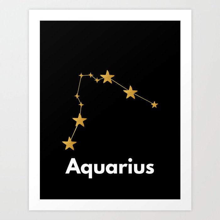 Aquarius, Aquarius Zodiac, Black Art Print