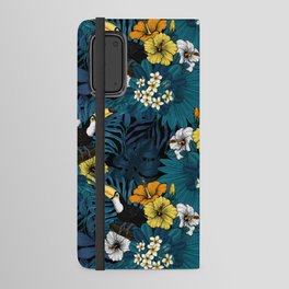 Toucans and tropical flora, blue , yellow , orange and white Android Wallet Case