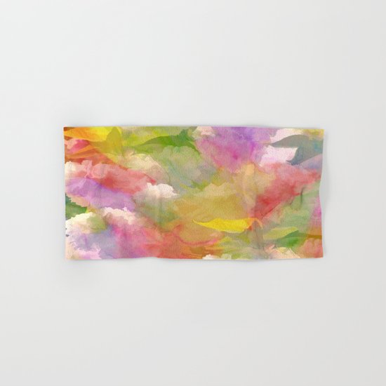 Rainbow Watercolor Floral Abstract Hand & Bath Towel