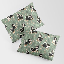 Playful Black And Tan Shiba Inu Pattern Pillow Sham