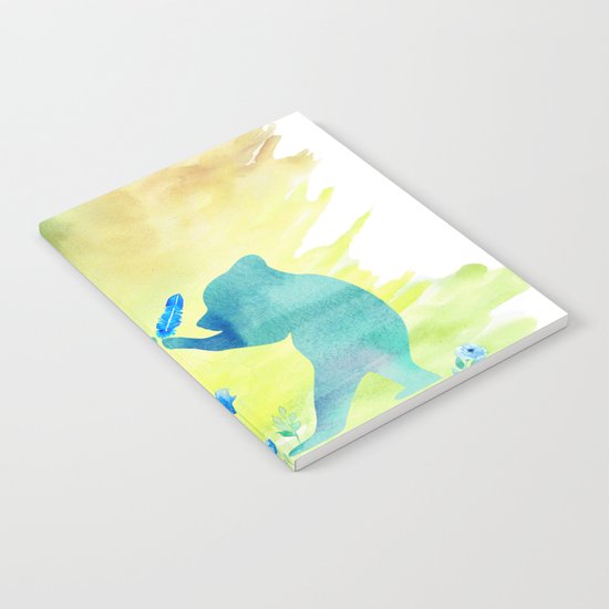 Playing bear kids - Animal Watercolor illustration Notebook