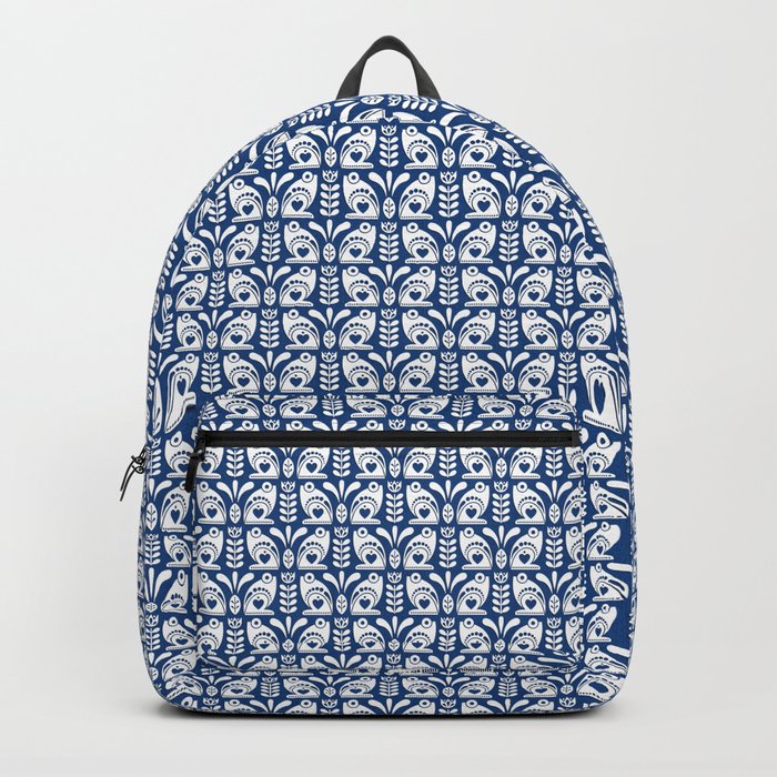 Scandi Frogs - Paper Cut _ Bg Blue Backpack