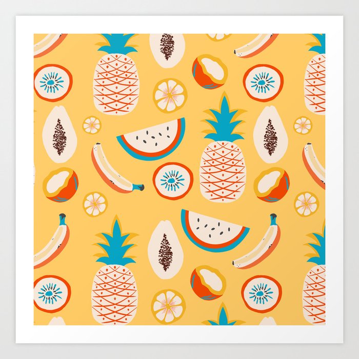 Sunny fruit pattern  Art Print