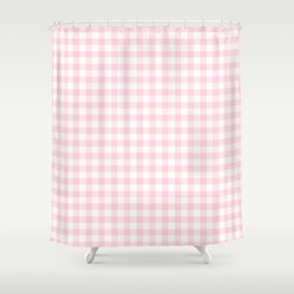 Light Soft Pastel Pink Cowgirl Buffalo Check Plaid Shower Curtain