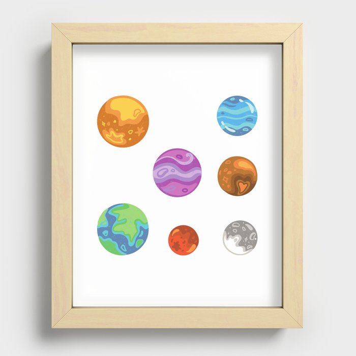 solar system planets pattern pack  Recessed Framed Print