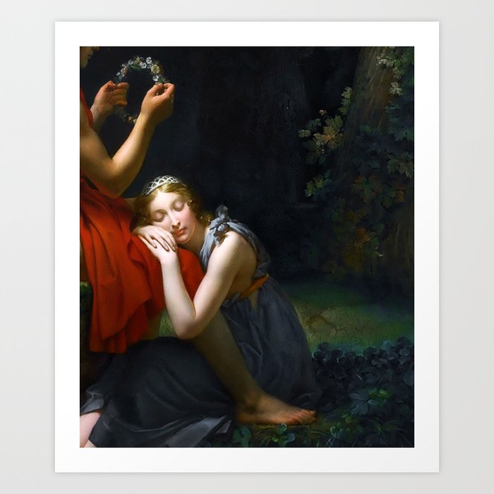 And the Princess Sleeps, The Lovers, Daphnis and Chloé romantic garden Italian Renaissance portrait painting by Francois Gérard Art Print