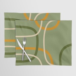 Abstract sage green mid century shapes Placemat