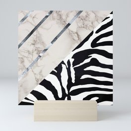 Zebra,marble texture stylish decor Mini Art Print