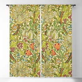 William Morris Calla Lilies, Tulips, Daffodils, & Red Poppies Textile Print Blackout Curtain