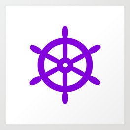 Ship Wheel (Violet & White) Art Print