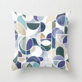 Paint Washed Modern Geometric - Cold Colors Throw Pillow