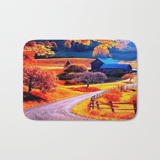 Farmhouse In Autumn Bath Mat