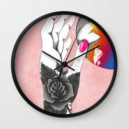 Sunrise in her hands Wall Clock