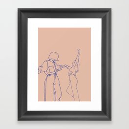 girls dancing line art Framed Art Print