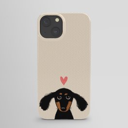 Dachshund Love | Cute Longhaired Black and Tan Wiener Dog iPhone Case