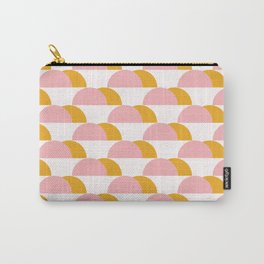 Geometric Shape Patterns in Mustard Yellow and Pale Pink (Mountains Abstract) Carry-All Pouch