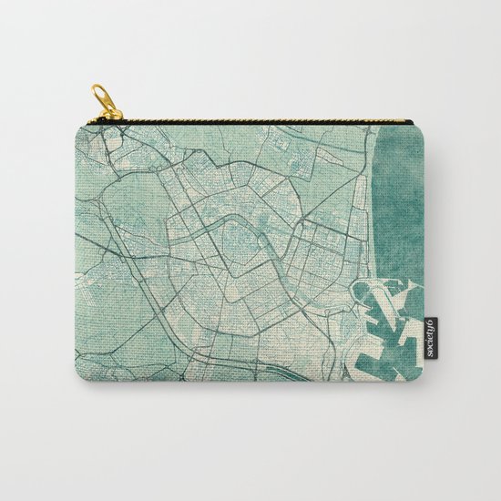 Valencia Map Blue Vintage Carry-All Pouch