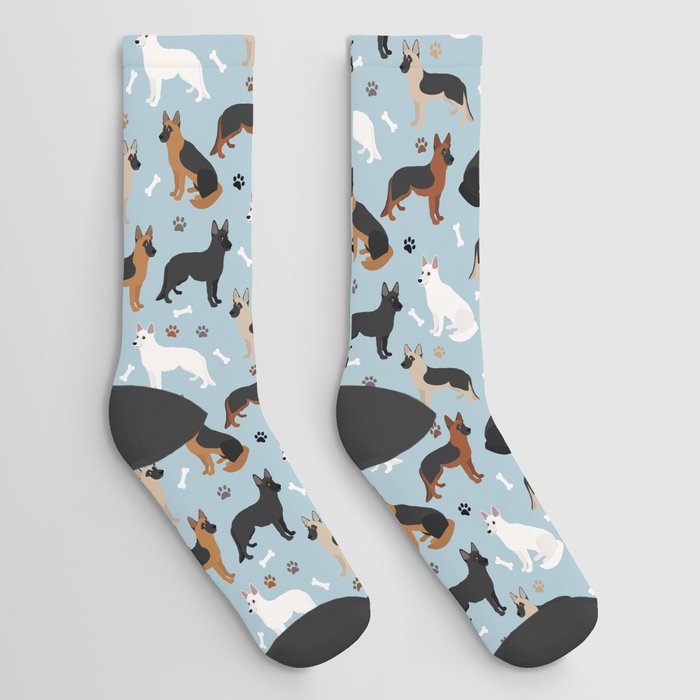 German Shepherd Dog Paws and Bones Pattern Socks