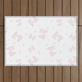 Hopping to Hope - Pink Bunnies Outdoor Rug