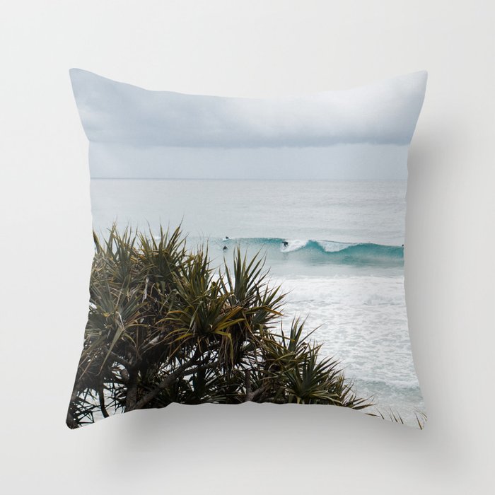 Surfing summer waves in Gold Coast Throw Pillow