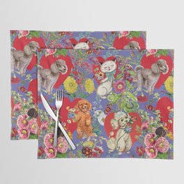 Poodle Dogs & Cats Celebrate Love with Flowers - Veri Peri  Placemat