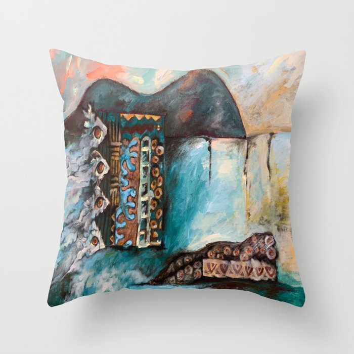 "THE REST OF THE OWL" INSPIRED AT MASAI RIVER, KENYA Throw Pillow