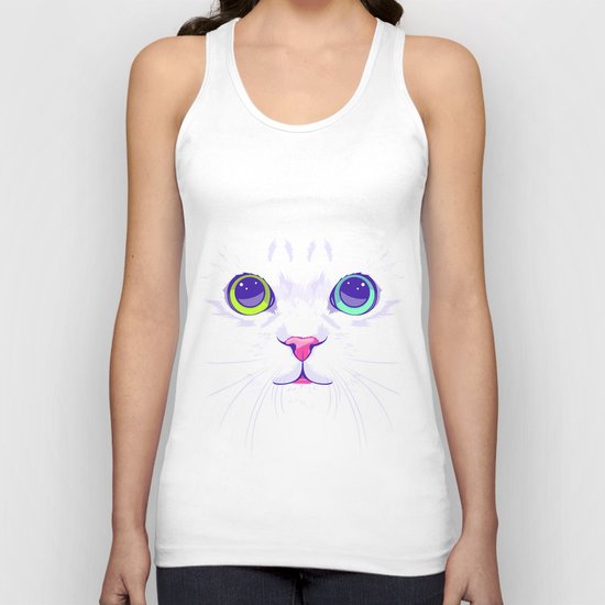 White cute cat Unisex Tank Top