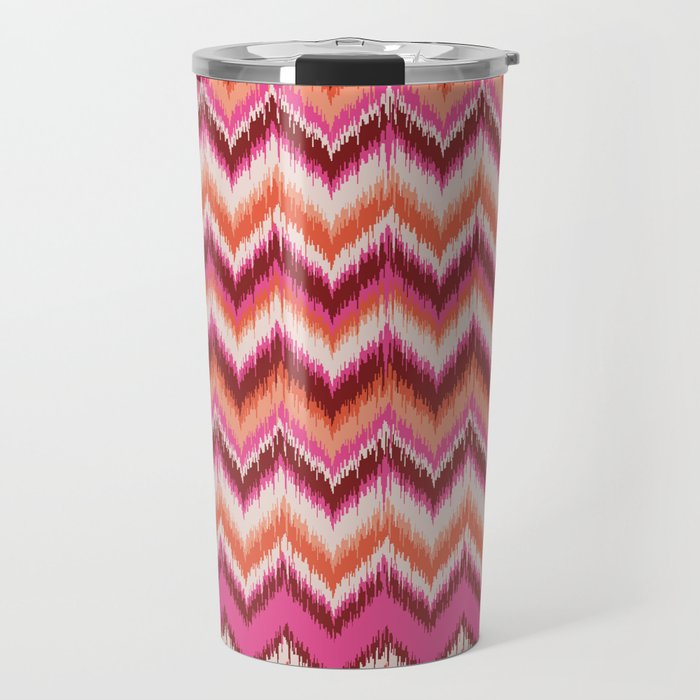 8-Bit Ikat Pattern – Pink & Maroon Travel Mug