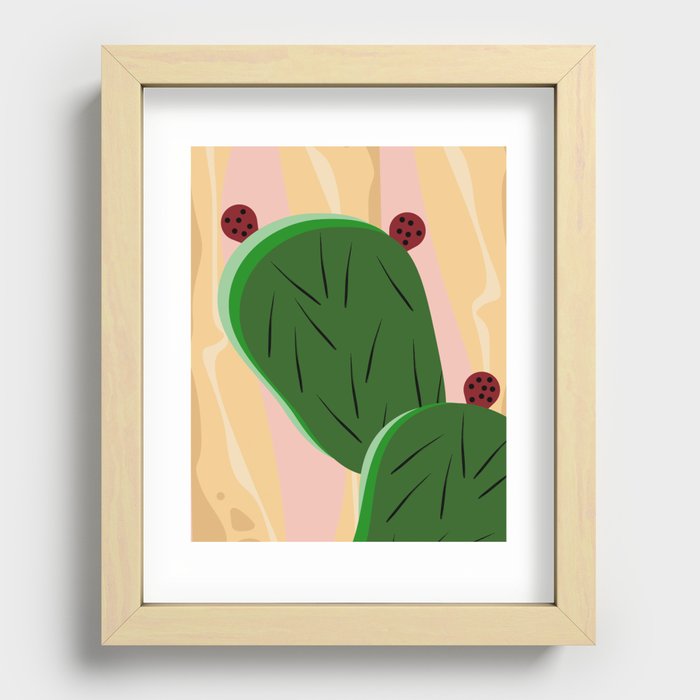 Prickly Pear - Abstract Cactus  Recessed Framed Print