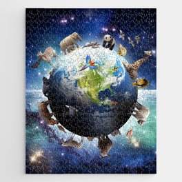 Space Earth Animal Animals Group Scene Jigsaw Puzzle