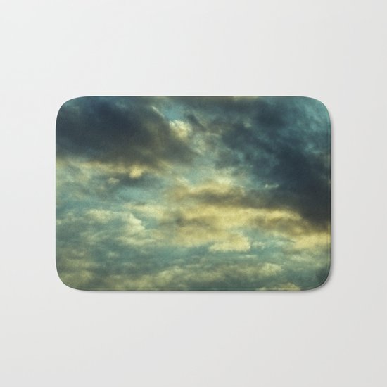 Cloudy Gray Blue Sky Vintage Bath Mat