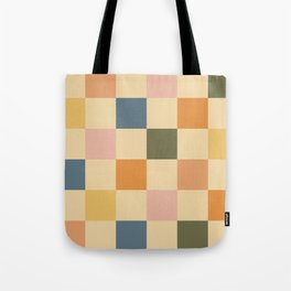 Retro chessboard  Tote Bag | Digital, Modern, Geometric, Retro, Curated, Abstract, Color, Graphicdesign, Midcentury, Checkered 