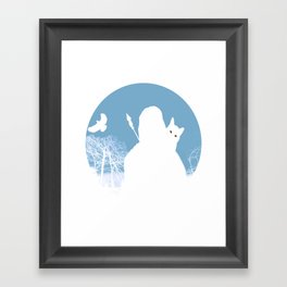 Cat Lover Samurai Warrior Ghost in Mysterious Scary Spooky Horror Haunted Forest  Framed Art Print