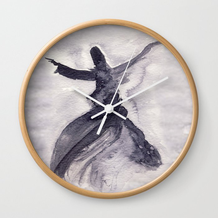 whirling dervish - sufi meditation - ink wash Wall Clock
