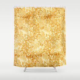 Detail of gold lace pattern fabric of cloth Shower Curtain