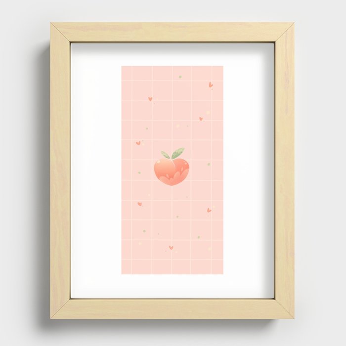 Peach and hearts aesthetic Recessed Framed Print