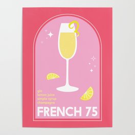 French 75 Cocktail Poster