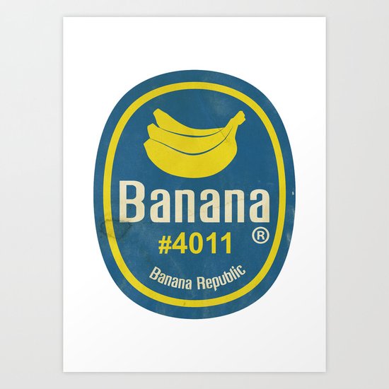 Banana Sticker On White Art Print
