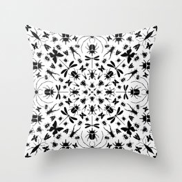 Insect Pattern on White Throw Pillow